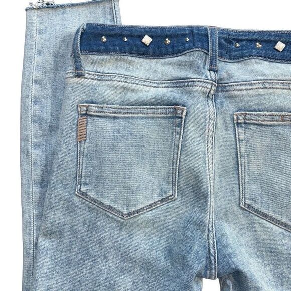 Paige verdugo ankle skinny jeans gems two tone denim raw hem size 27 - Picture 10 of 11